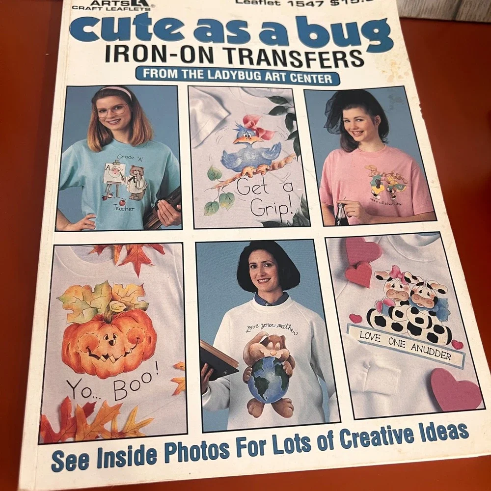 Leisure Arts 1547 Cute as a Bug Iron-On Transfers Ladybug Art Center Vtg 1994